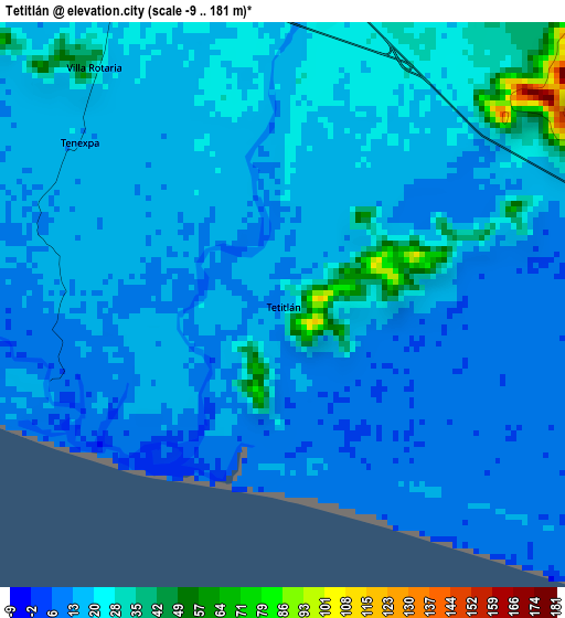 Tetitlán elevation map