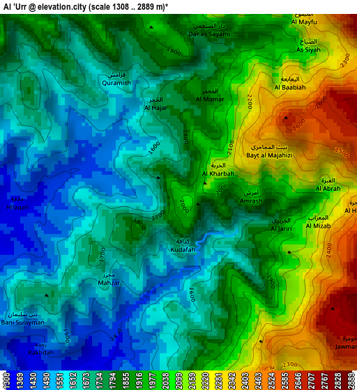 Al ‘Urr elevation map
