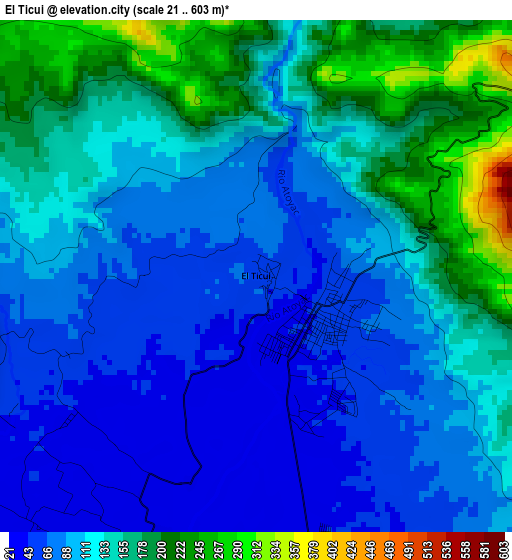 El Ticui elevation map