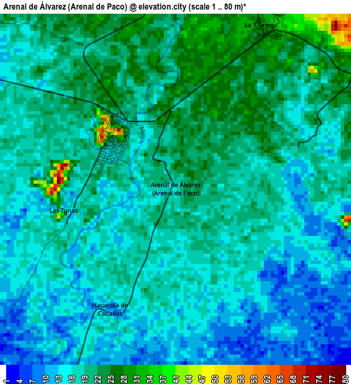 Arenal de Álvarez (Arenal de Paco) elevation map