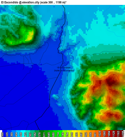 El Escondido elevation map