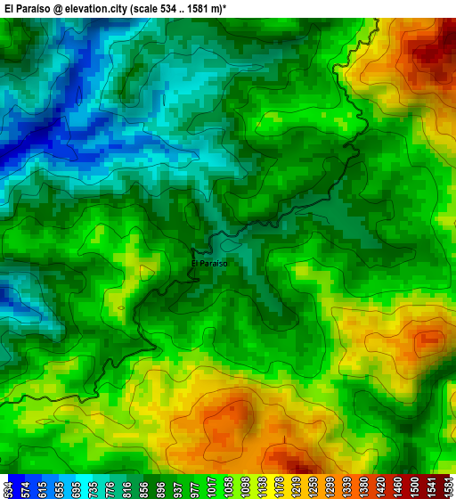 El Paraíso elevation map