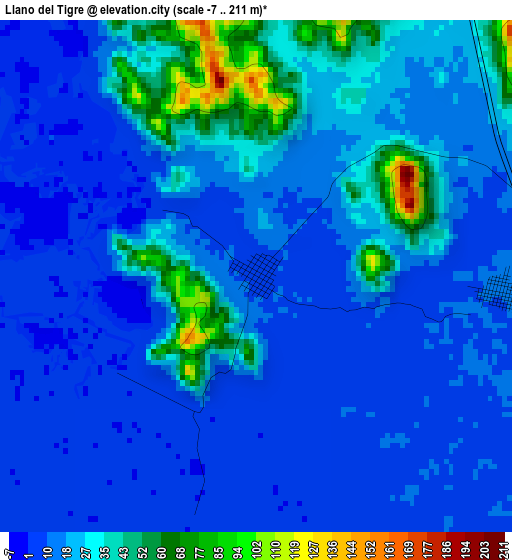 Llano del Tigre elevation map