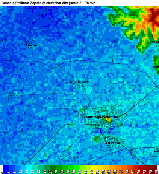 Colonia Emiliano Zapata elevation map