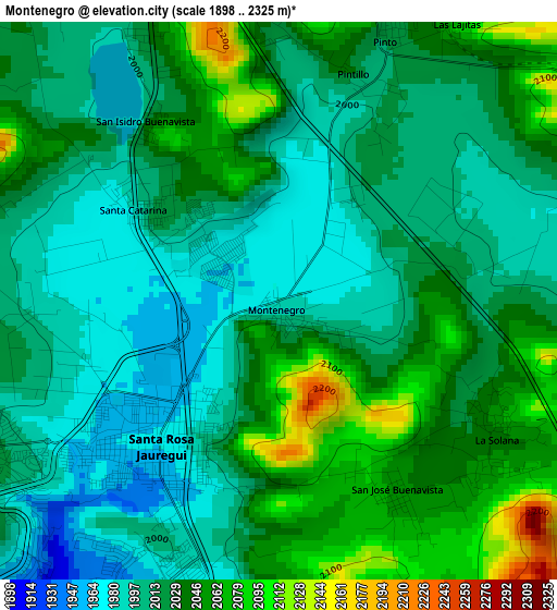 Montenegro elevation map