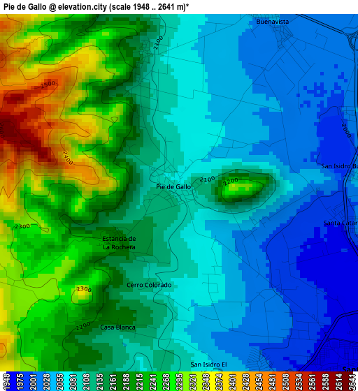 Pie de Gallo elevation map