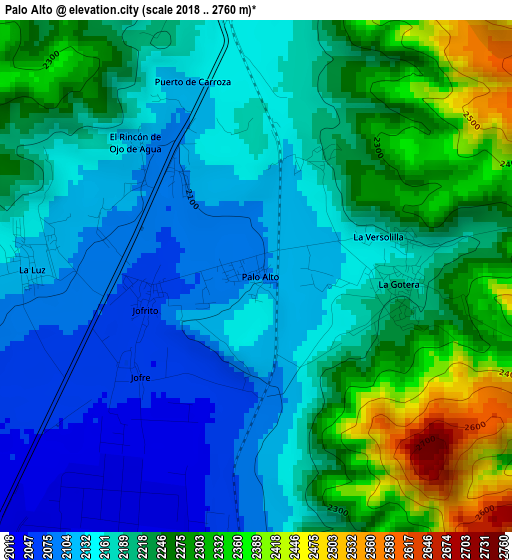 Palo Alto elevation map