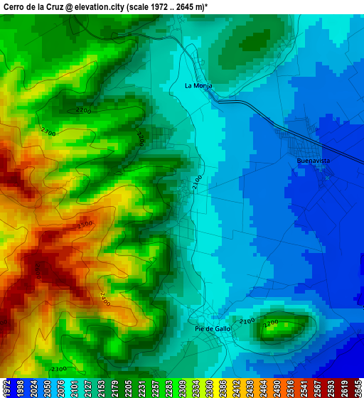 Cerro de la Cruz elevation map