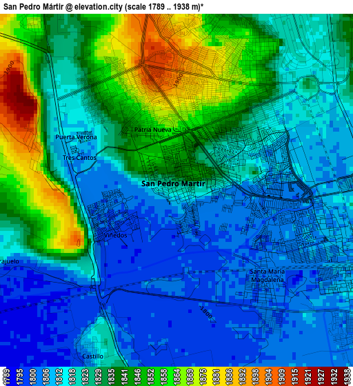 San Pedro Mártir elevation map