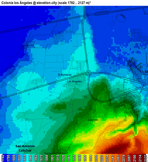 Colonia los Ángeles elevation map