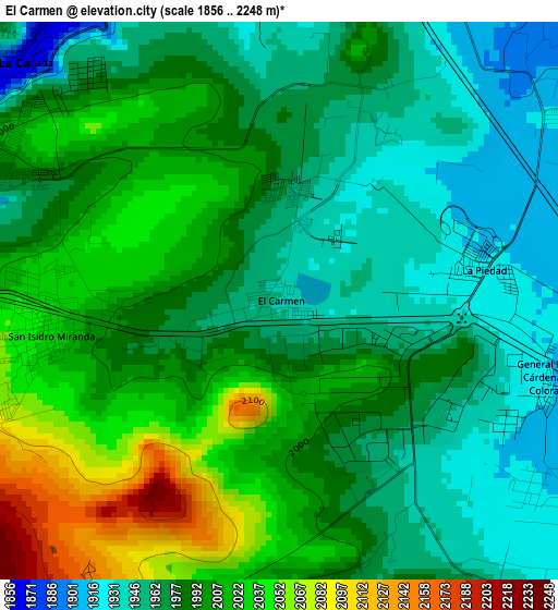 El Carmen elevation map