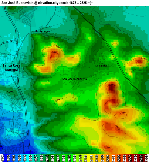 San José Buenavista elevation map