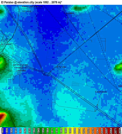 El Paraíso elevation map