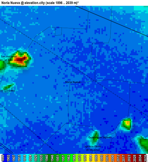 Noria Nueva elevation map