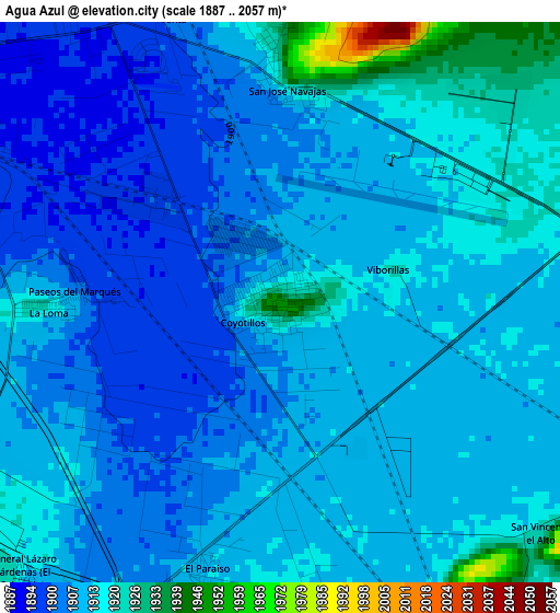 Agua Azul elevation map