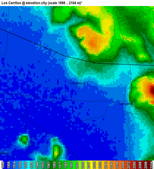 Los Cerritos elevation map