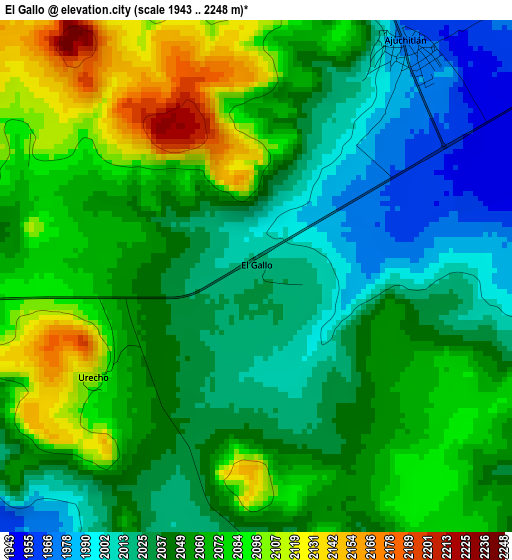 El Gallo elevation map