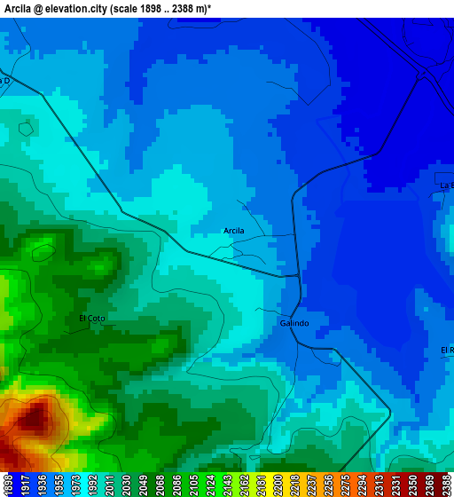 Arcila elevation map