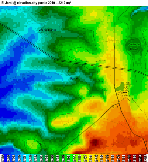 El Jaral elevation map