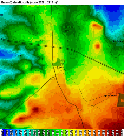 Bravo elevation map