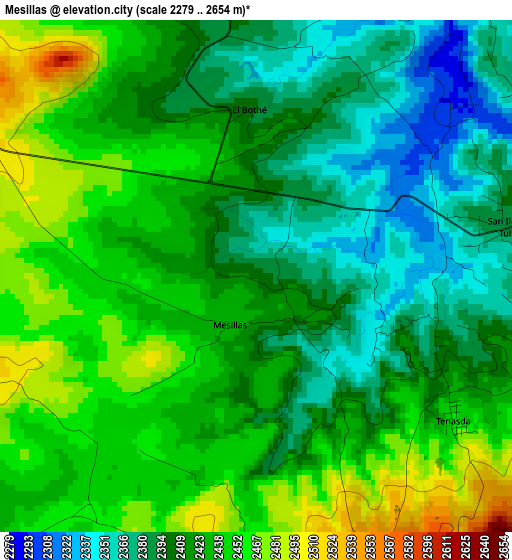 Mesillas elevation map