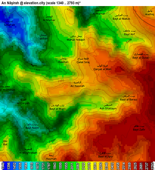 An Nāşirah elevation map