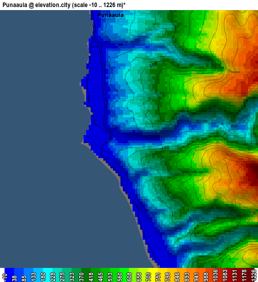 Punaauia elevation map