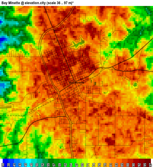 Bay Minette elevation map