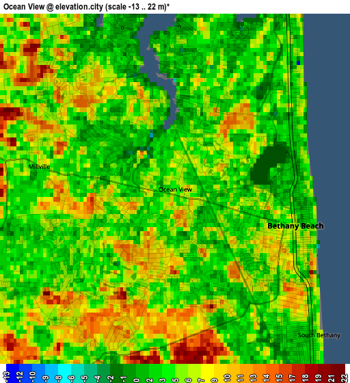 Ocean View elevation map