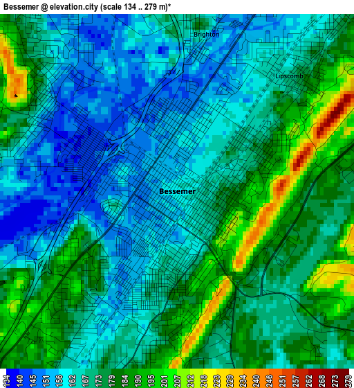 Bessemer elevation map