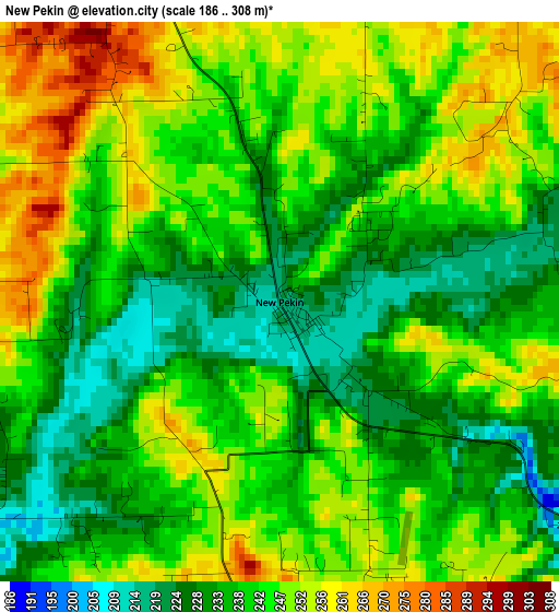 New Pekin elevation map