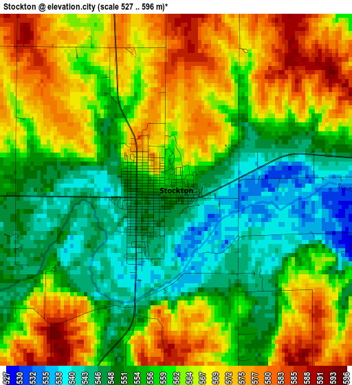 Stockton elevation map