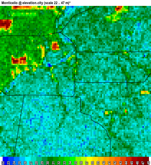 Monticello elevation map