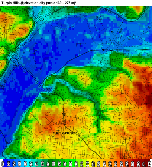 Turpin Hills elevation map