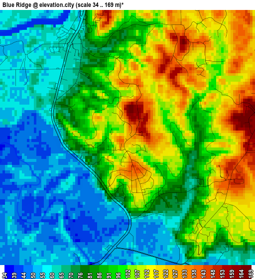 Blue Ridge elevation map
