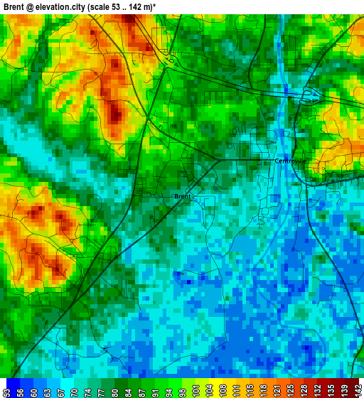 Brent elevation map