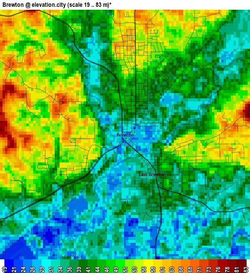 Brewton elevation map