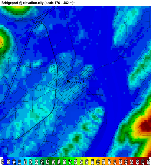 Bridgeport elevation map