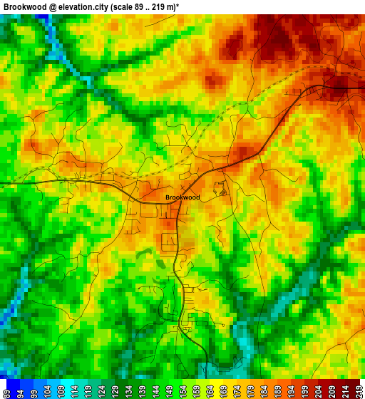 Brookwood elevation map