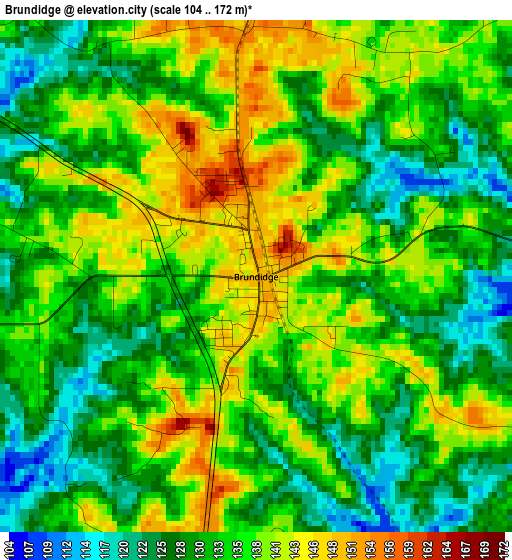 Brundidge elevation map