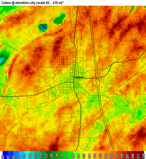 Calera elevation map