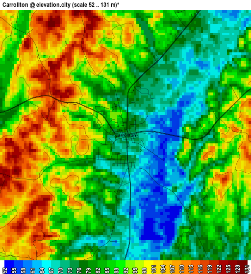 Carrollton elevation map