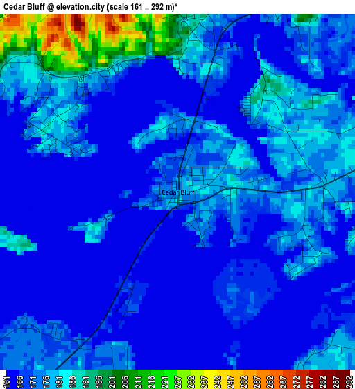 Cedar Bluff elevation map