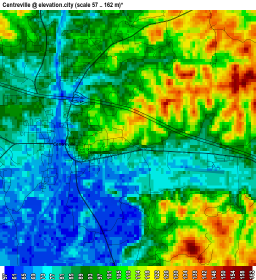 Centreville elevation map