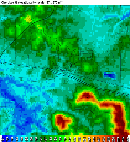 Cherokee elevation map