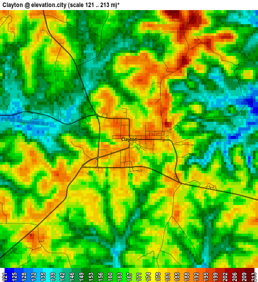 Clayton elevation map