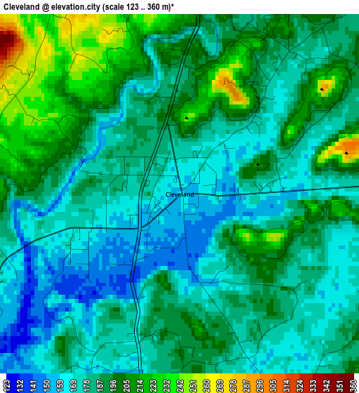 Cleveland elevation map