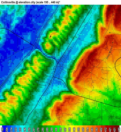 Collinsville elevation map