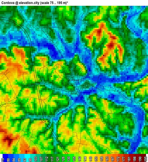 Cordova elevation map