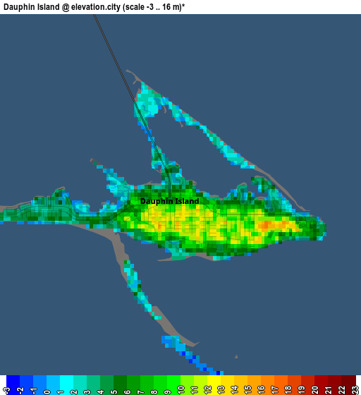 Dauphin Island elevation map